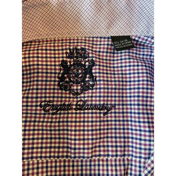 English Laundry Shirt Mens Large Long Sleeve Button Up Purple Flip Cuff 34/35 - Picture 3 of 9